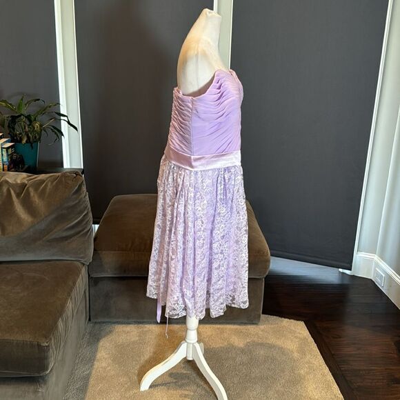 Women’s Short Purple Chiffon & Lace Prom Party Homecoming Dress Corset Size 18 - Picture 4 of 12